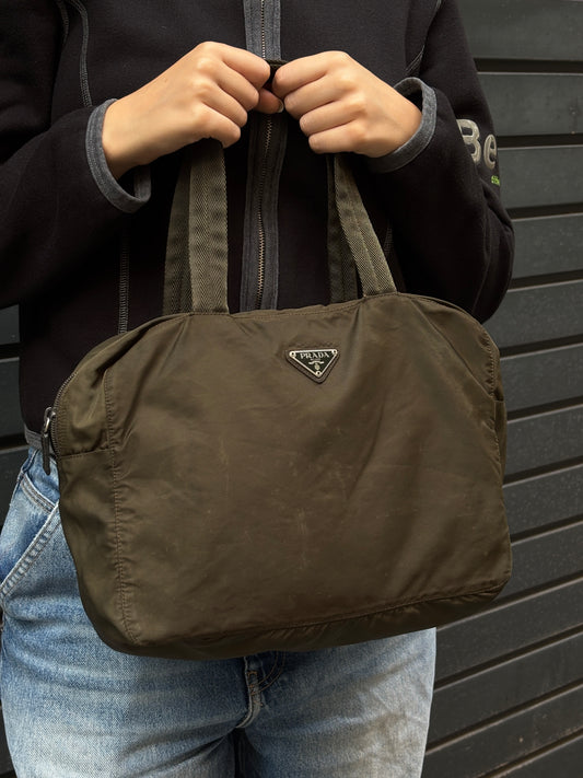Prada Mainline Nylon Forest Green Shoulder Bag