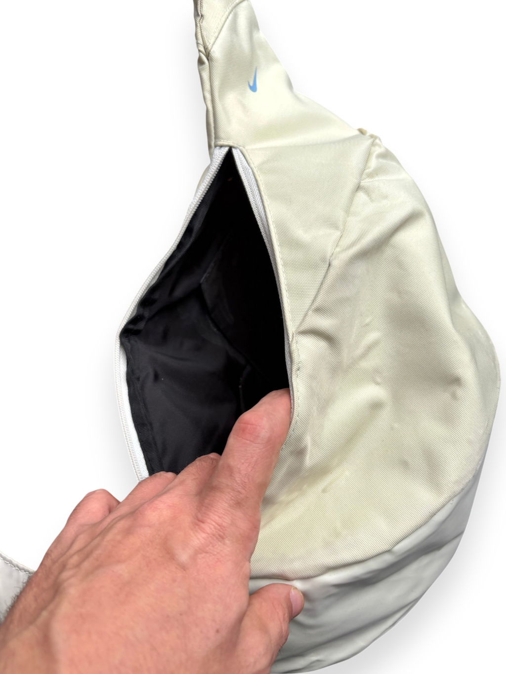 Early 2000's Nike Mini Swoosh Cream Slingbag
