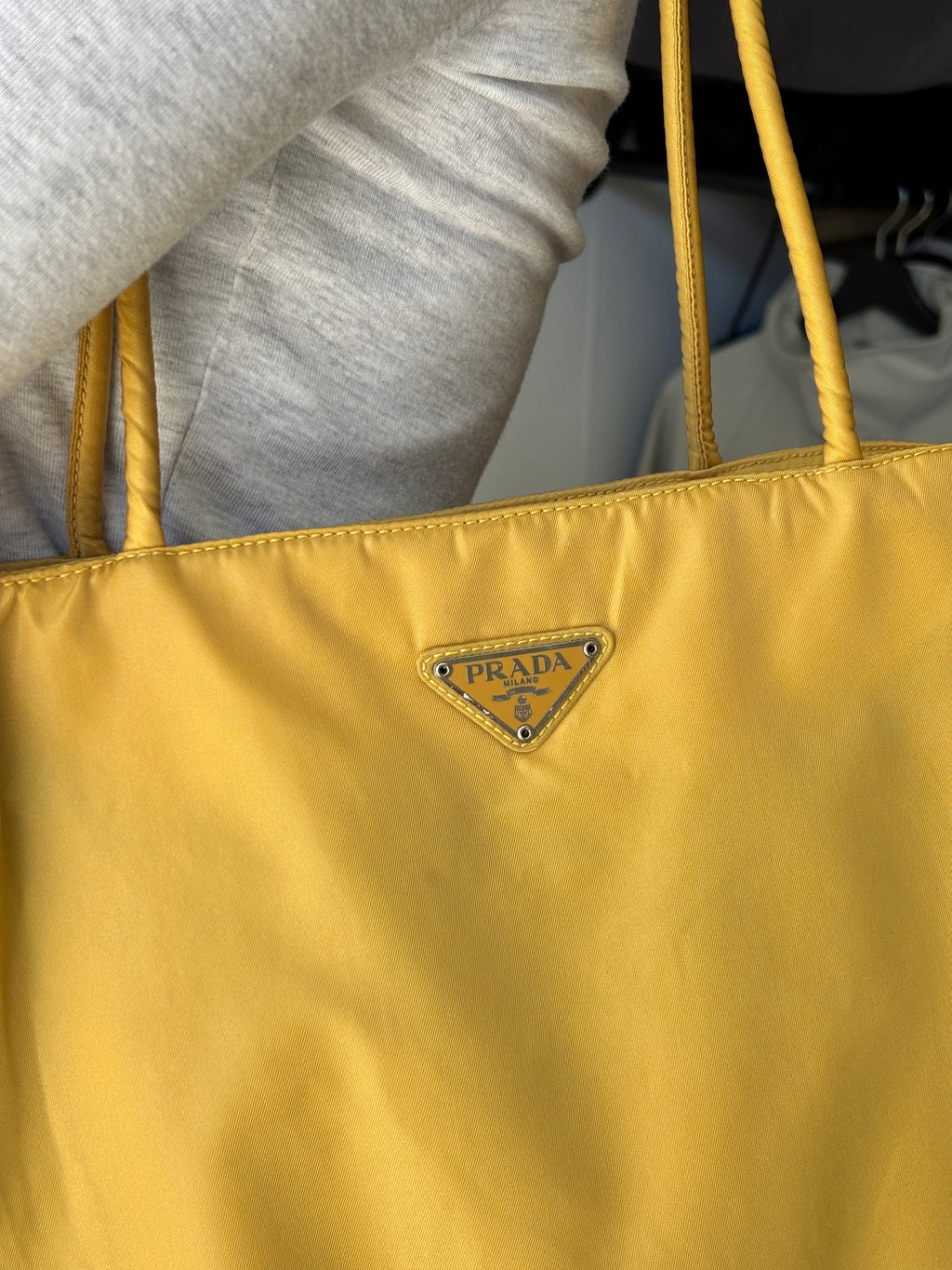 90's Prada Re-Nylon Lemon Yellow Shoulder Bag