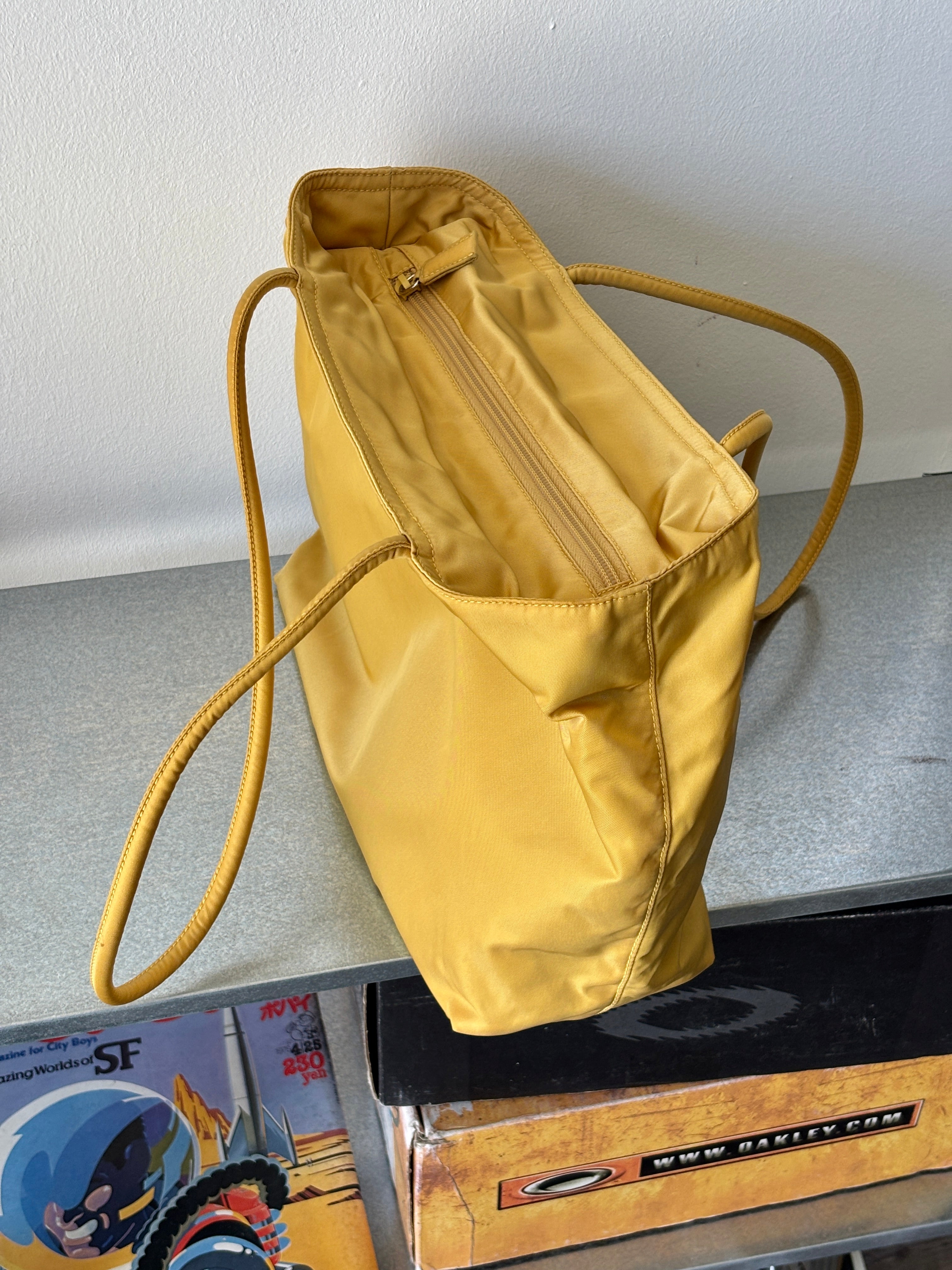 90's Prada Re-Nylon Lemon Yellow Shoulder Bag