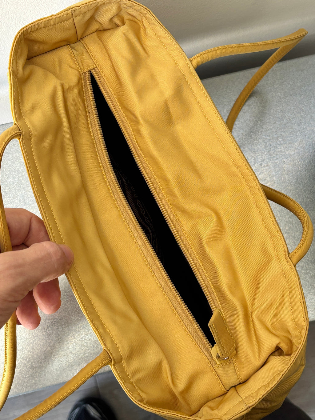 90's Prada Re-Nylon Lemon Yellow Shoulder Bag