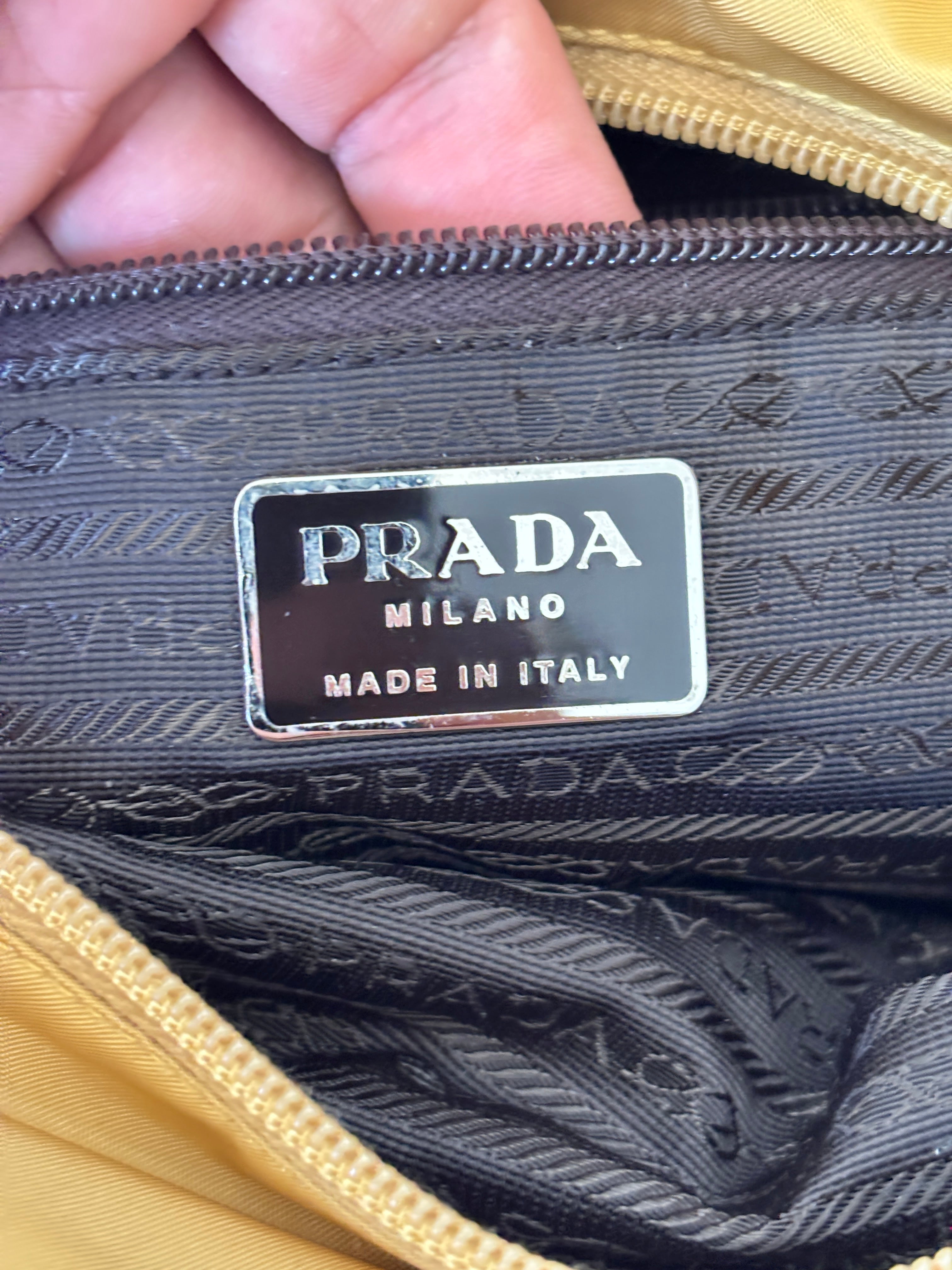 90's Prada Re-Nylon Lemon Yellow Shoulder Bag