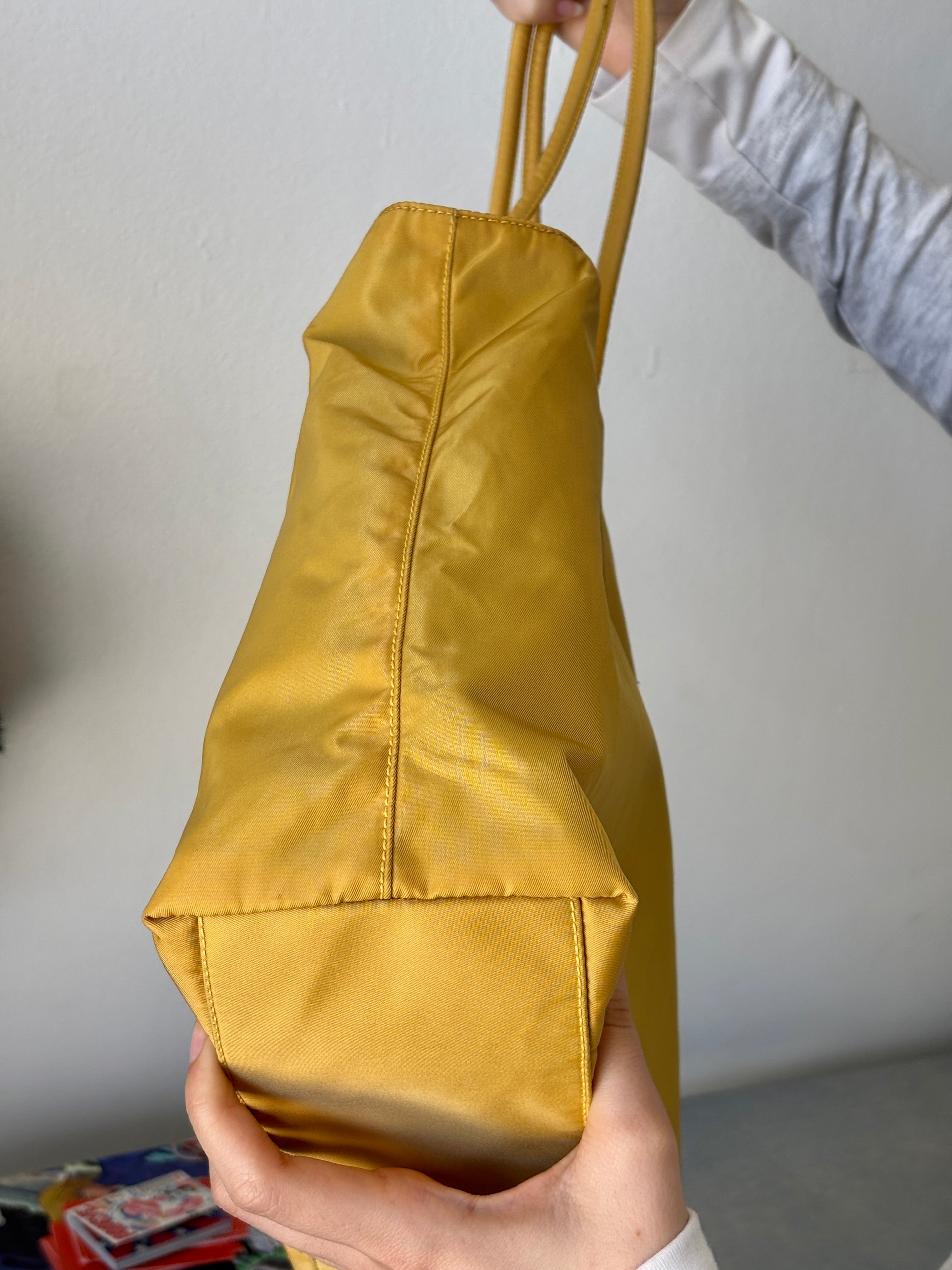 90's Prada Re-Nylon Lemon Yellow Shoulder Bag