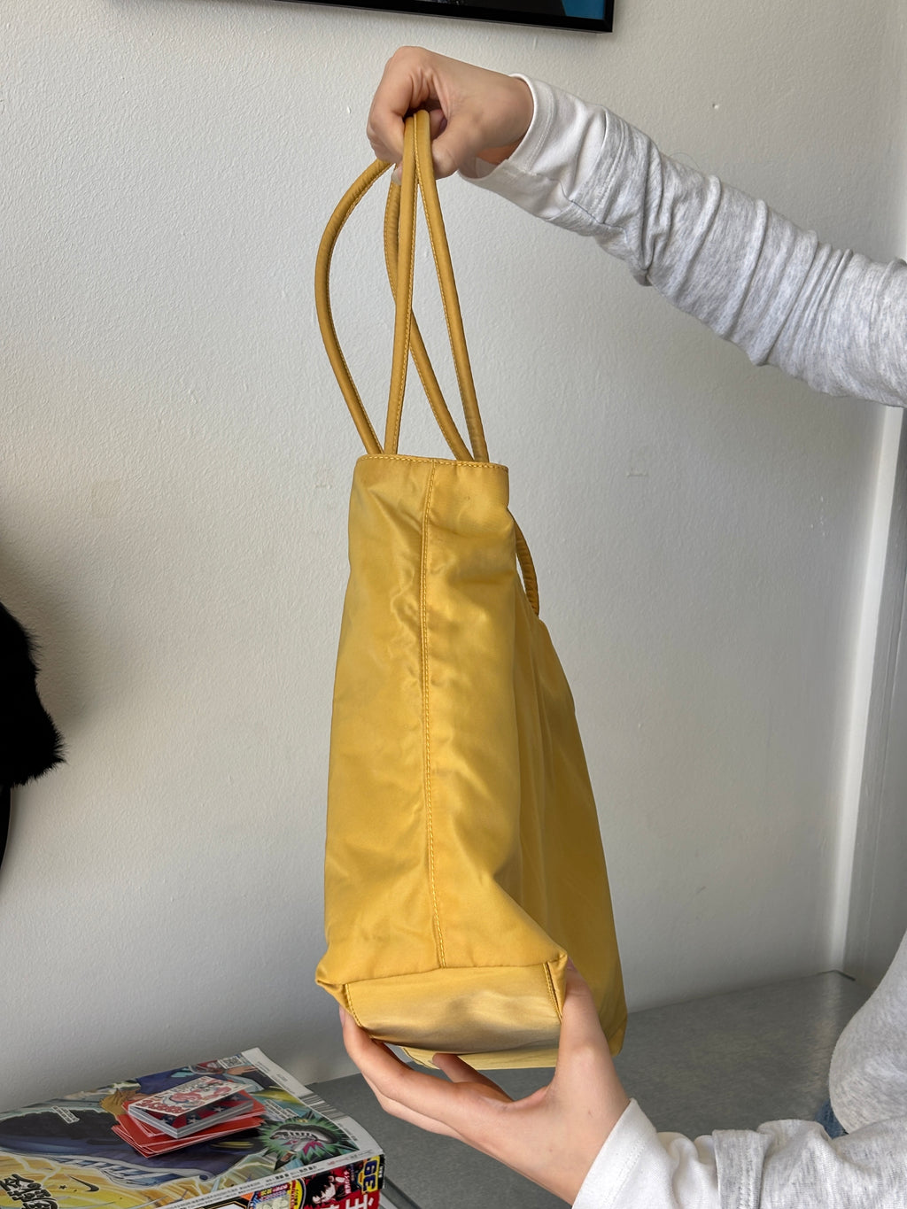 90's Prada Re-Nylon Lemon Yellow Shoulder Bag