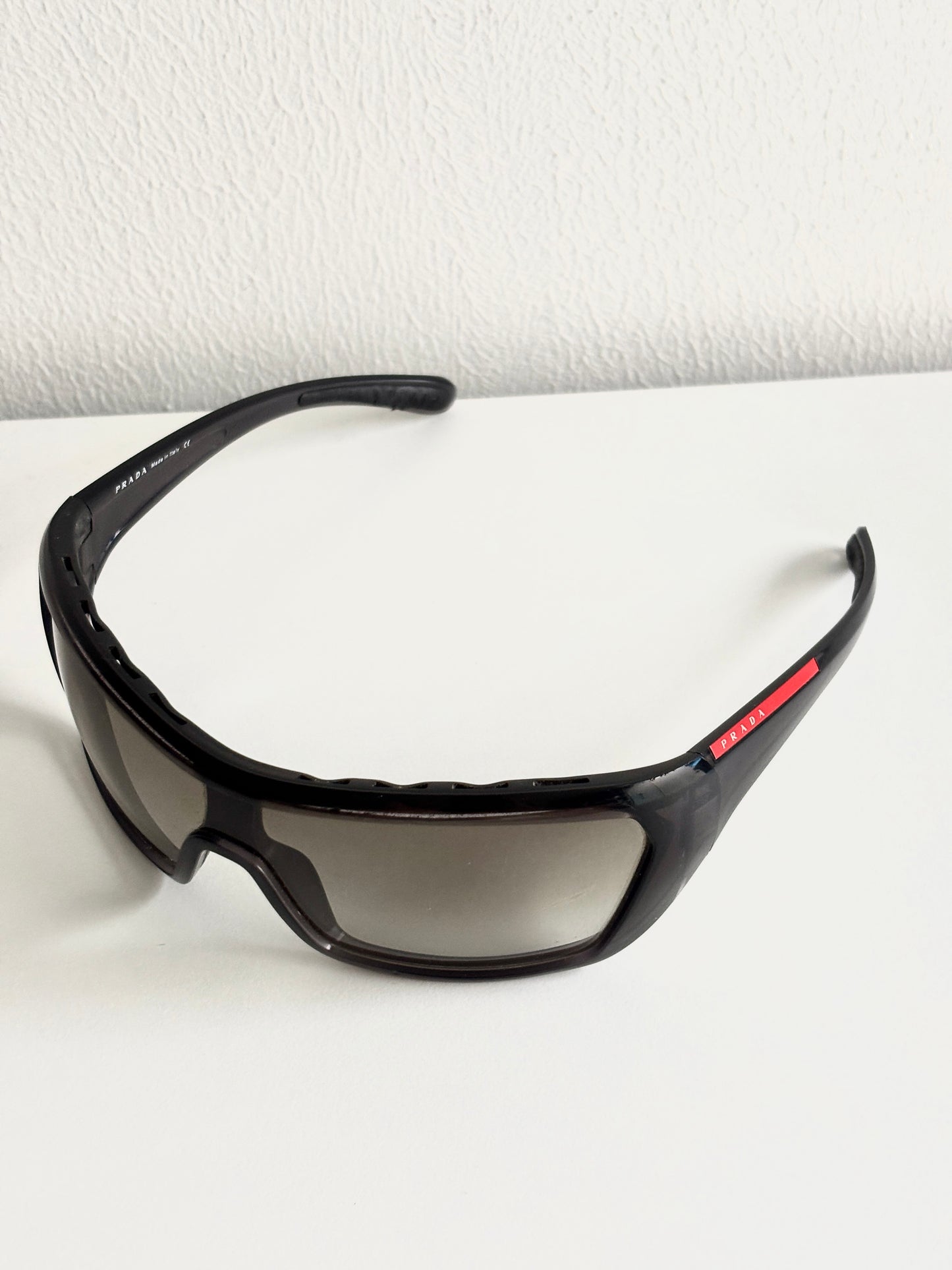 00's Prada Linea Rossa Black Mask Sunglasses