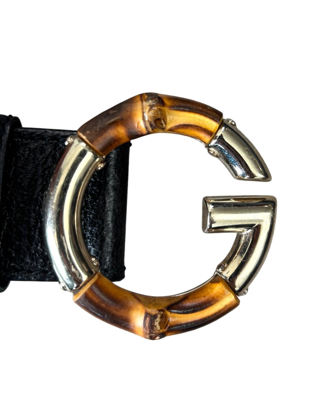 GUCCI MONOGRAM EBONY BAMBOO BELT