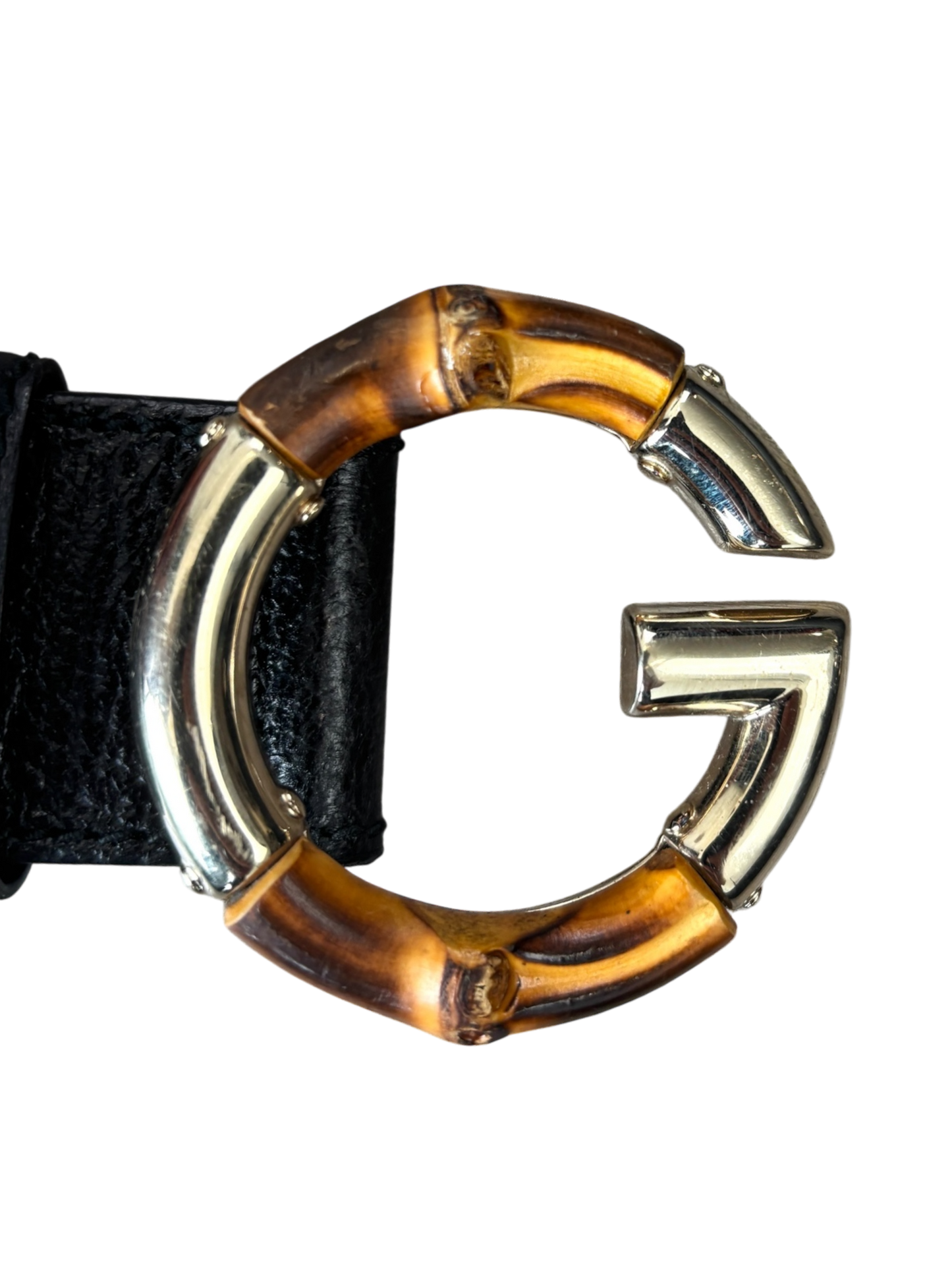 GUCCI MONOGRAM EBONY BAMBOO BELT