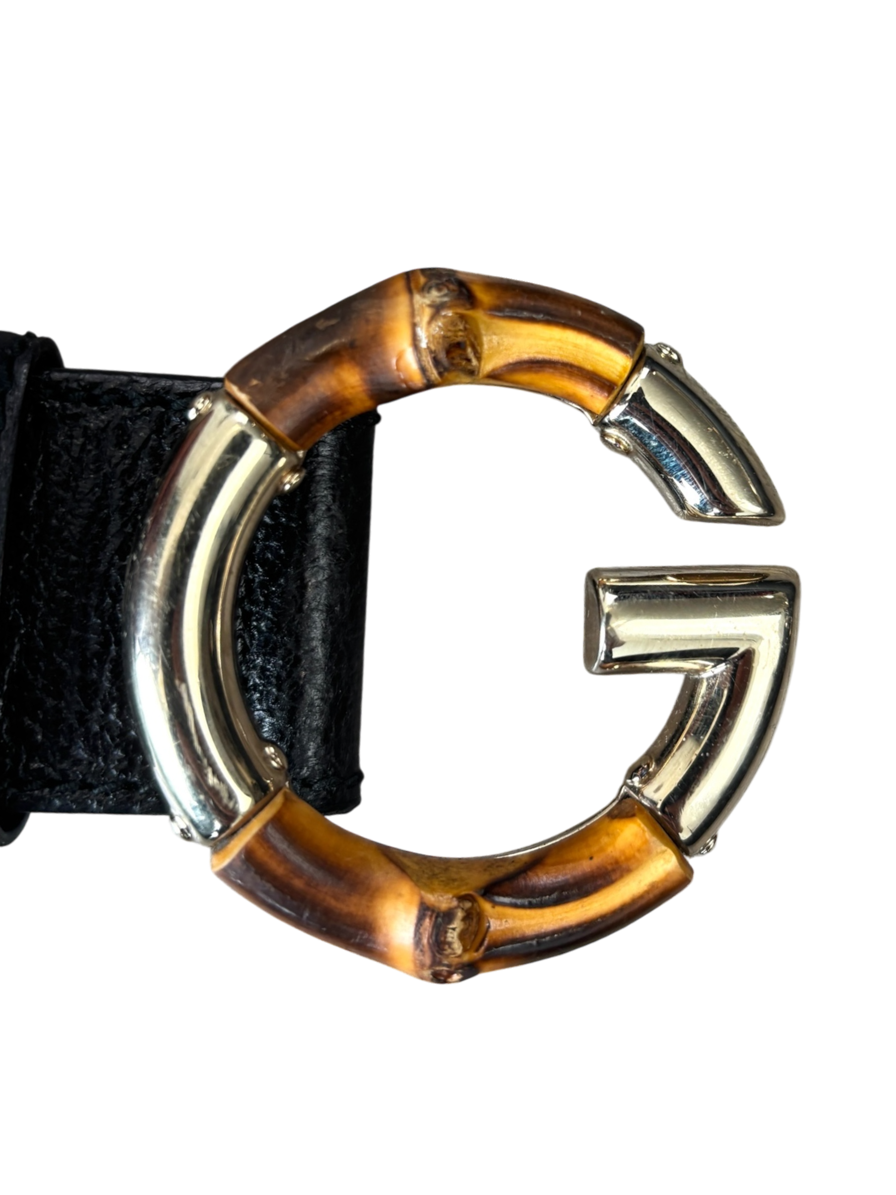 GUCCI MONOGRAM EBONY BAMBOO BELT