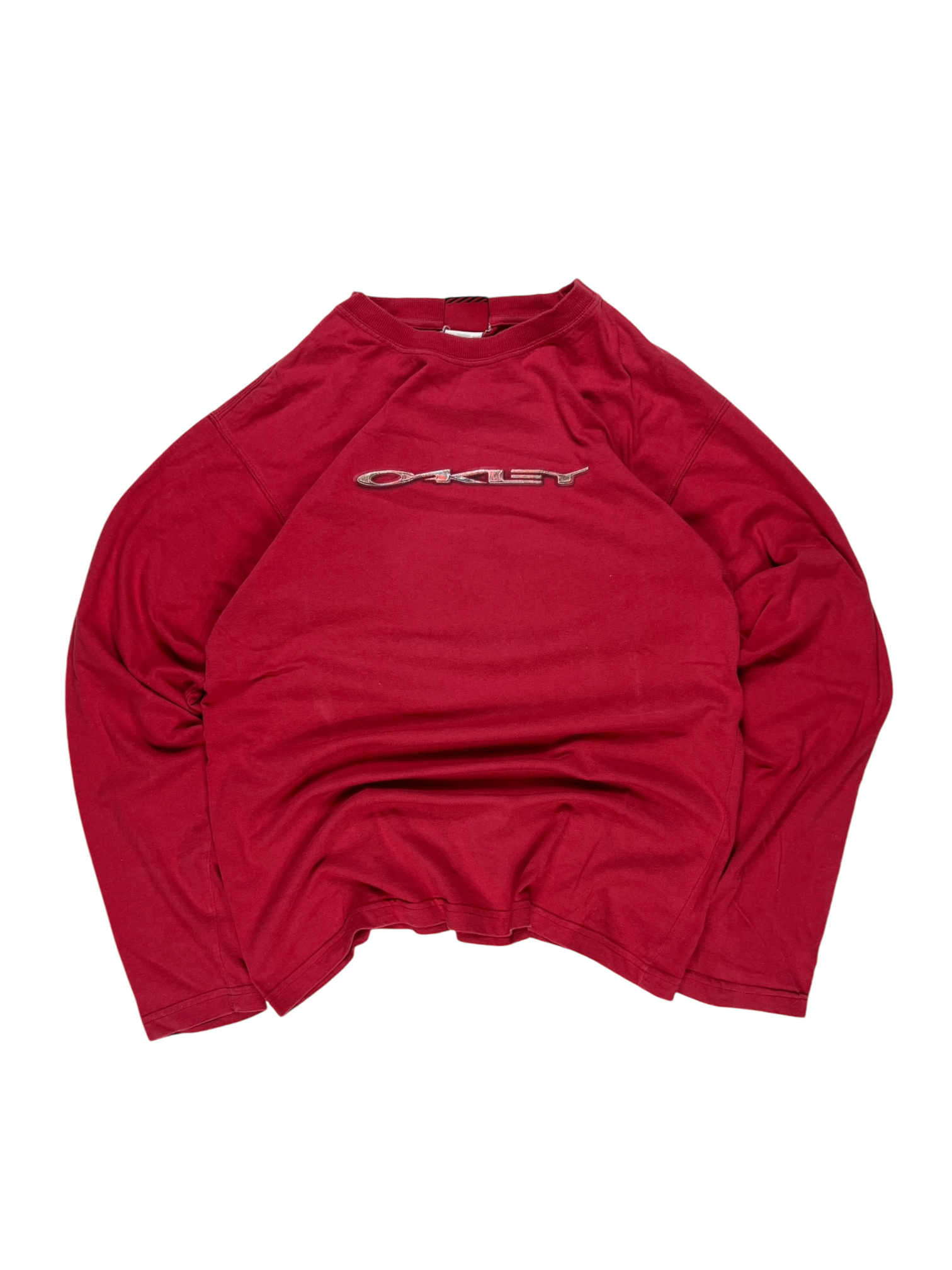 00''s Oakley red icon spell out long sleeve tee - M