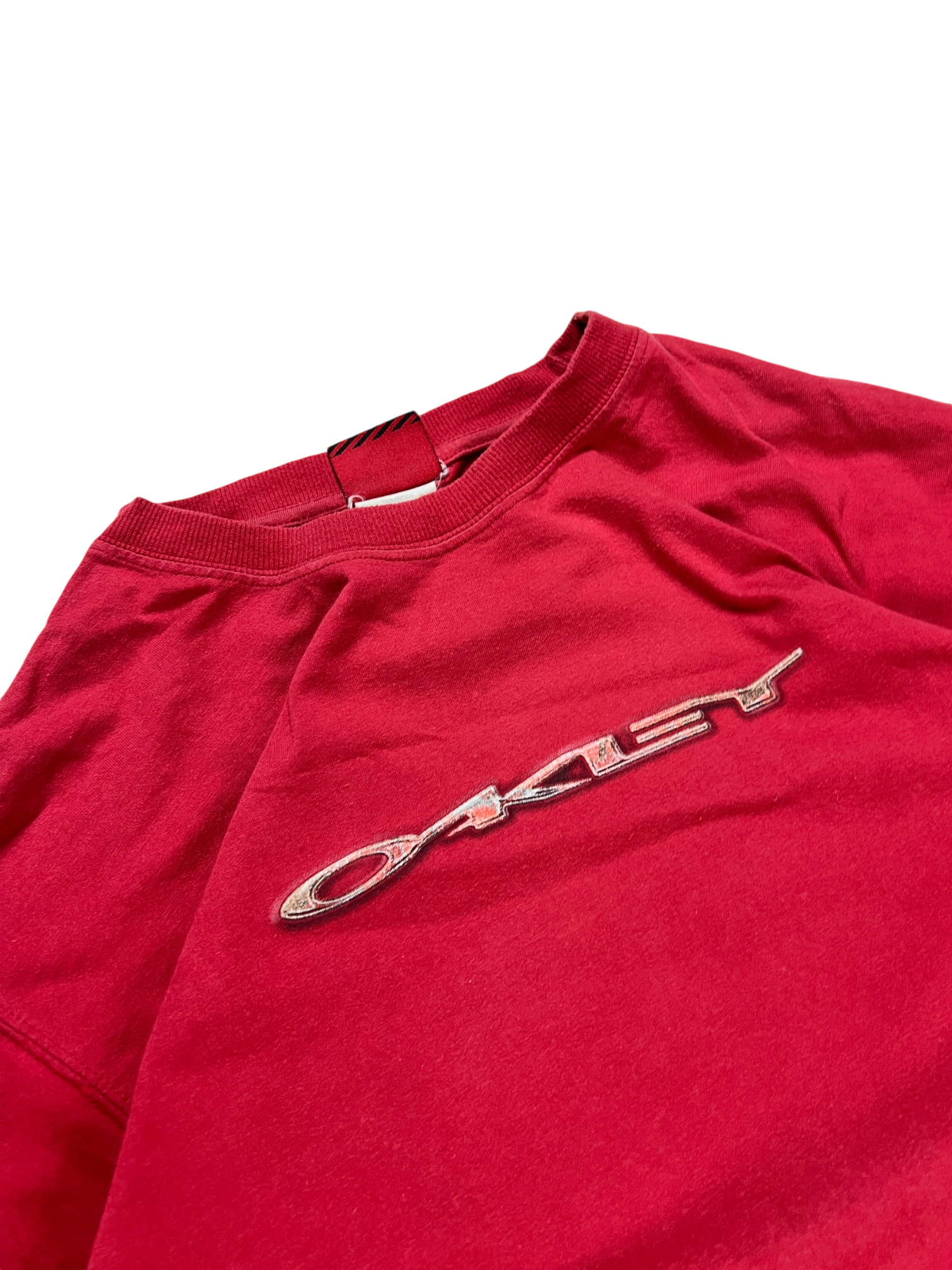 00''s Oakley red icon spell out long sleeve tee - M