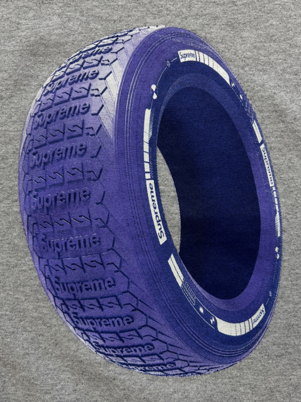 SUPREME TIRE HEATHER GREY TEE