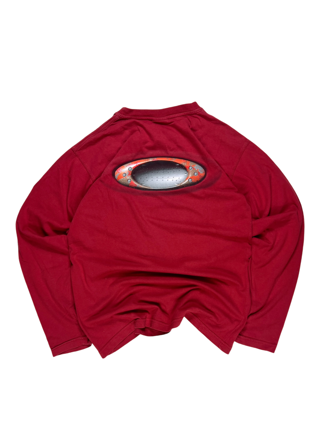 00''s Oakley red icon spell out long sleeve tee - M