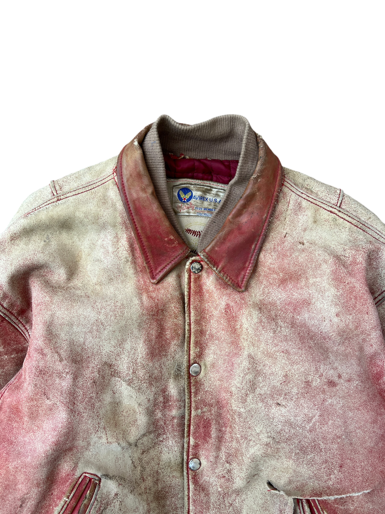 90's Avirex Virginia Ins Champs distressed bomber jacket - L