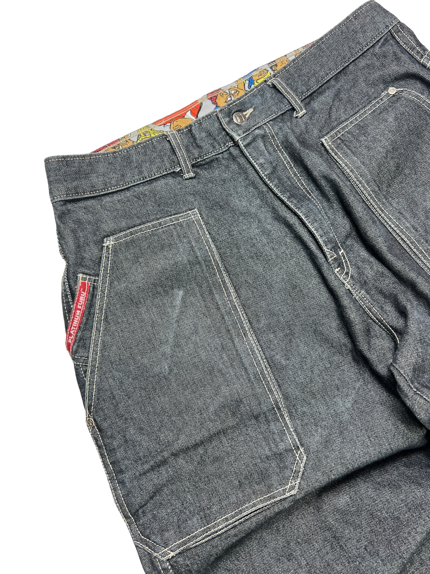 90's FUBU silver tag embroidered jeans - L