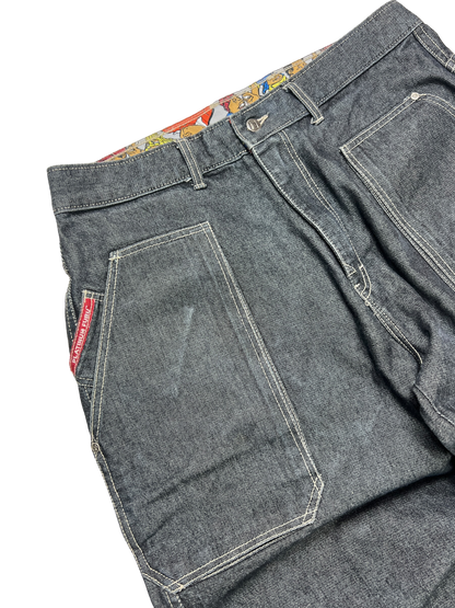 90's FUBU silver tag embroidered jeans - L