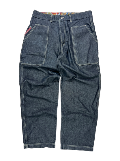 90's FUBU silver tag embroidered jeans - L