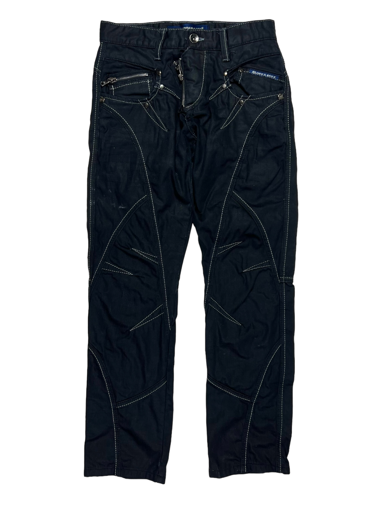 00's multi zipper straight leg jeans - M