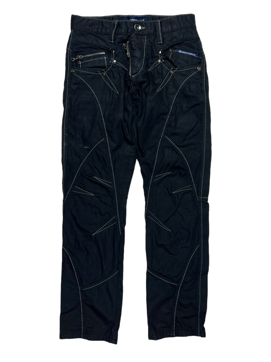 00's multi zipper straight leg jeans - M