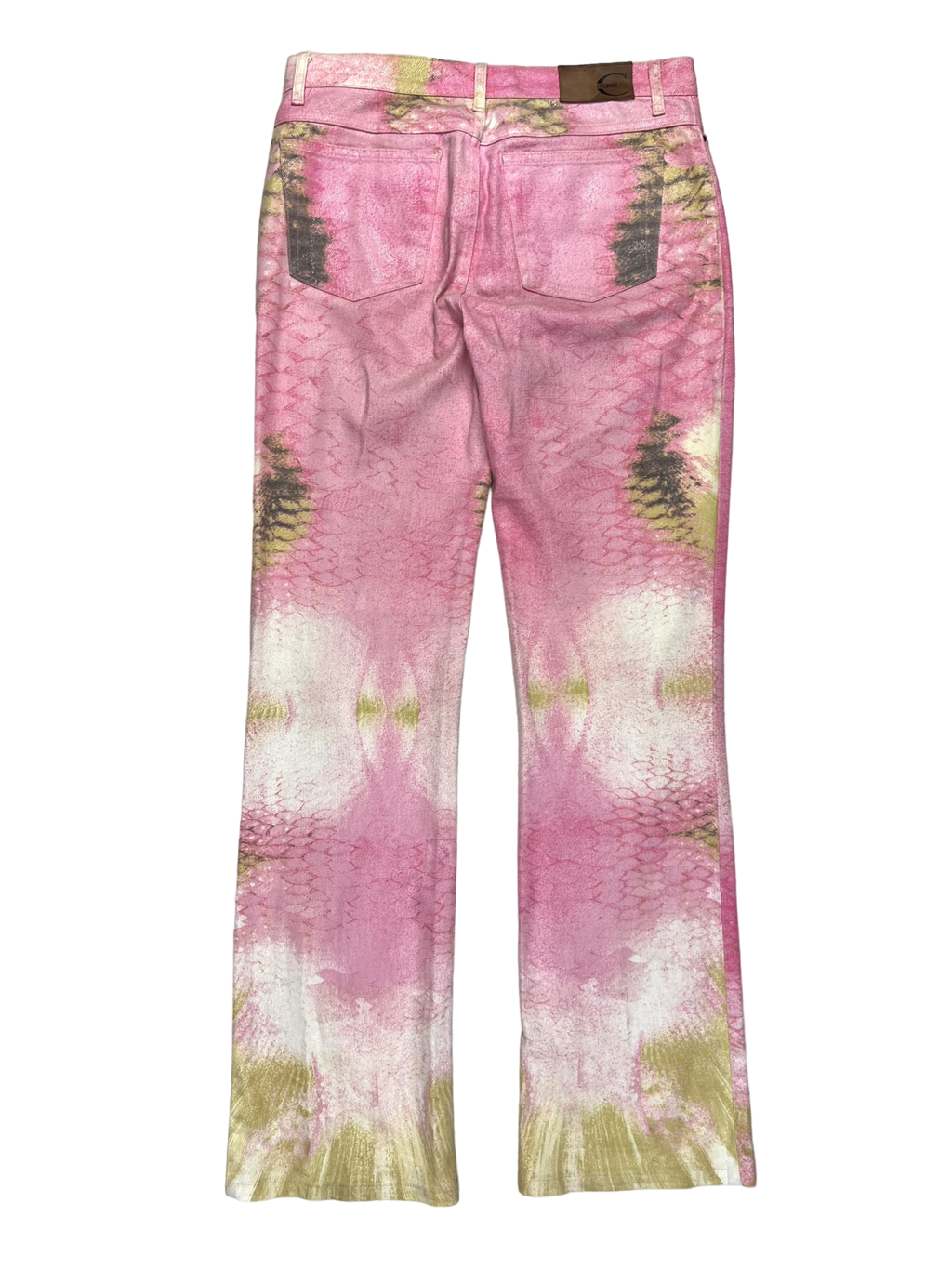 Just Cavalli pink crocodile print bootcut jeans - M