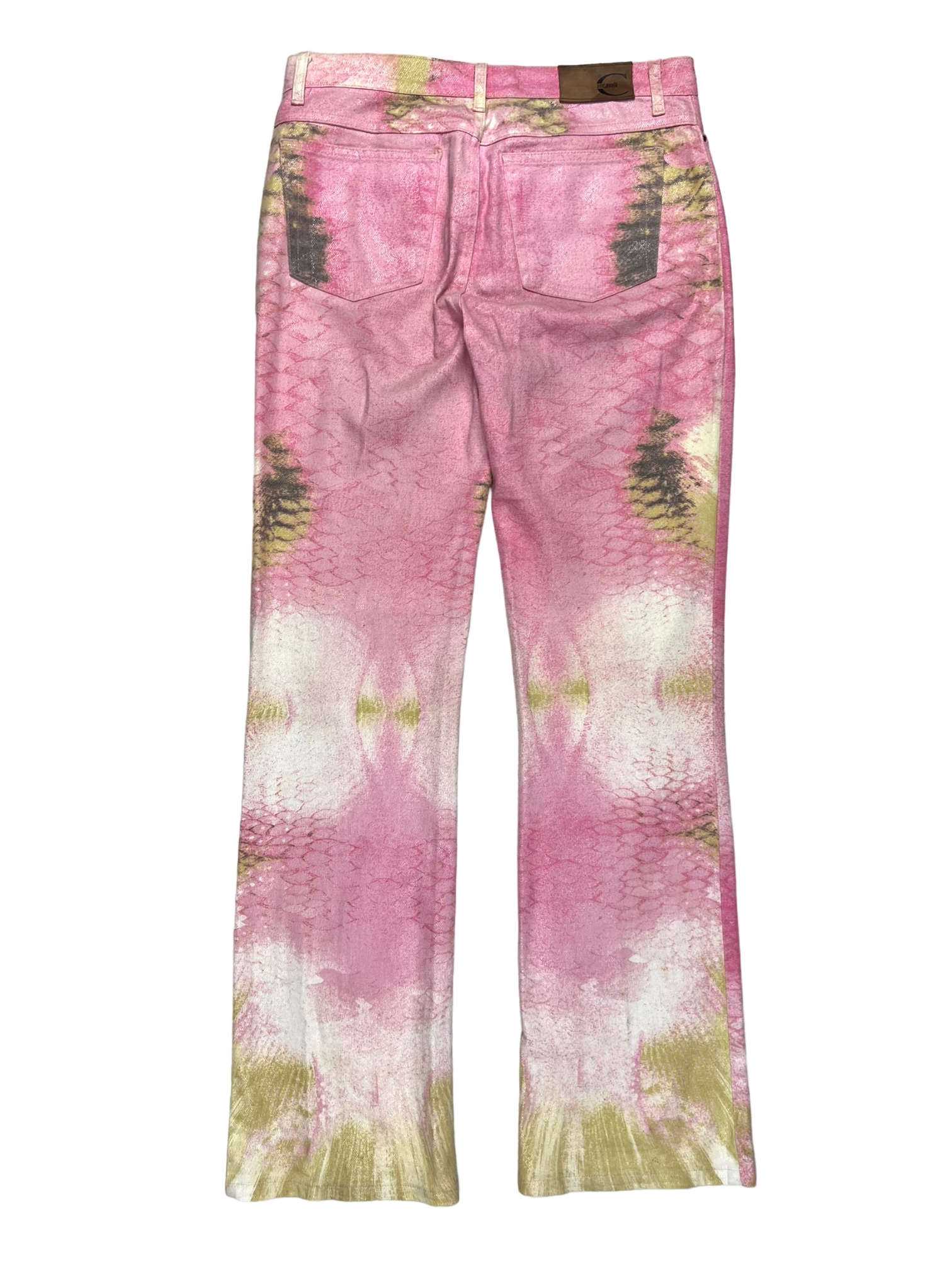 Just Cavalli pink crocodile print bootcut jeans - M