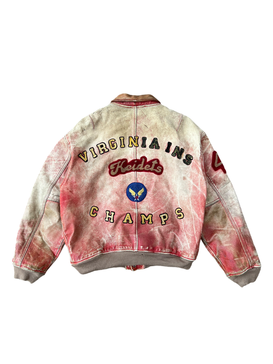 90's Avirex Virginia Ins Champs distressed bomber jacket - L