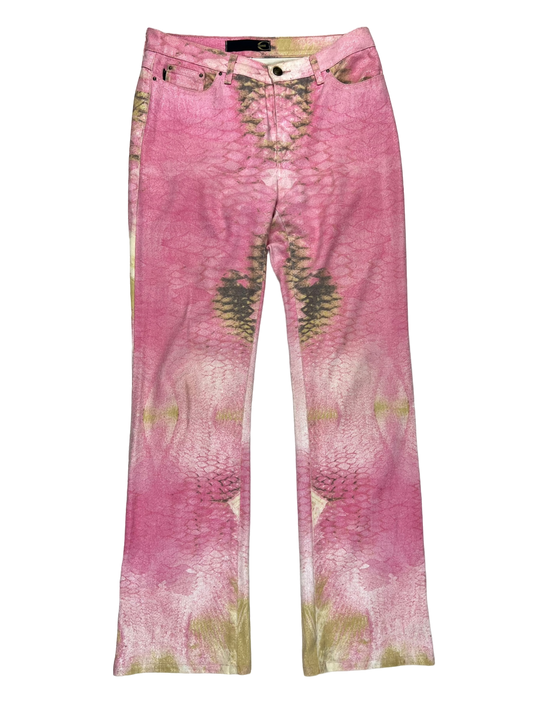 Just Cavalli pink crocodile print bootcut jeans - M