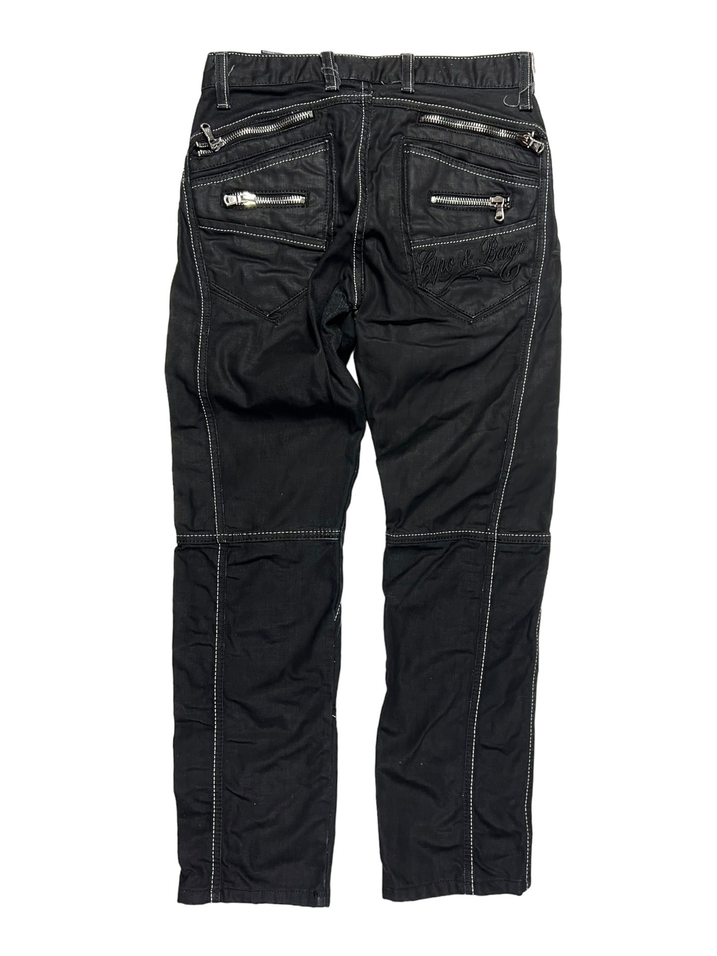 00's multi zipper straight leg jeans - M