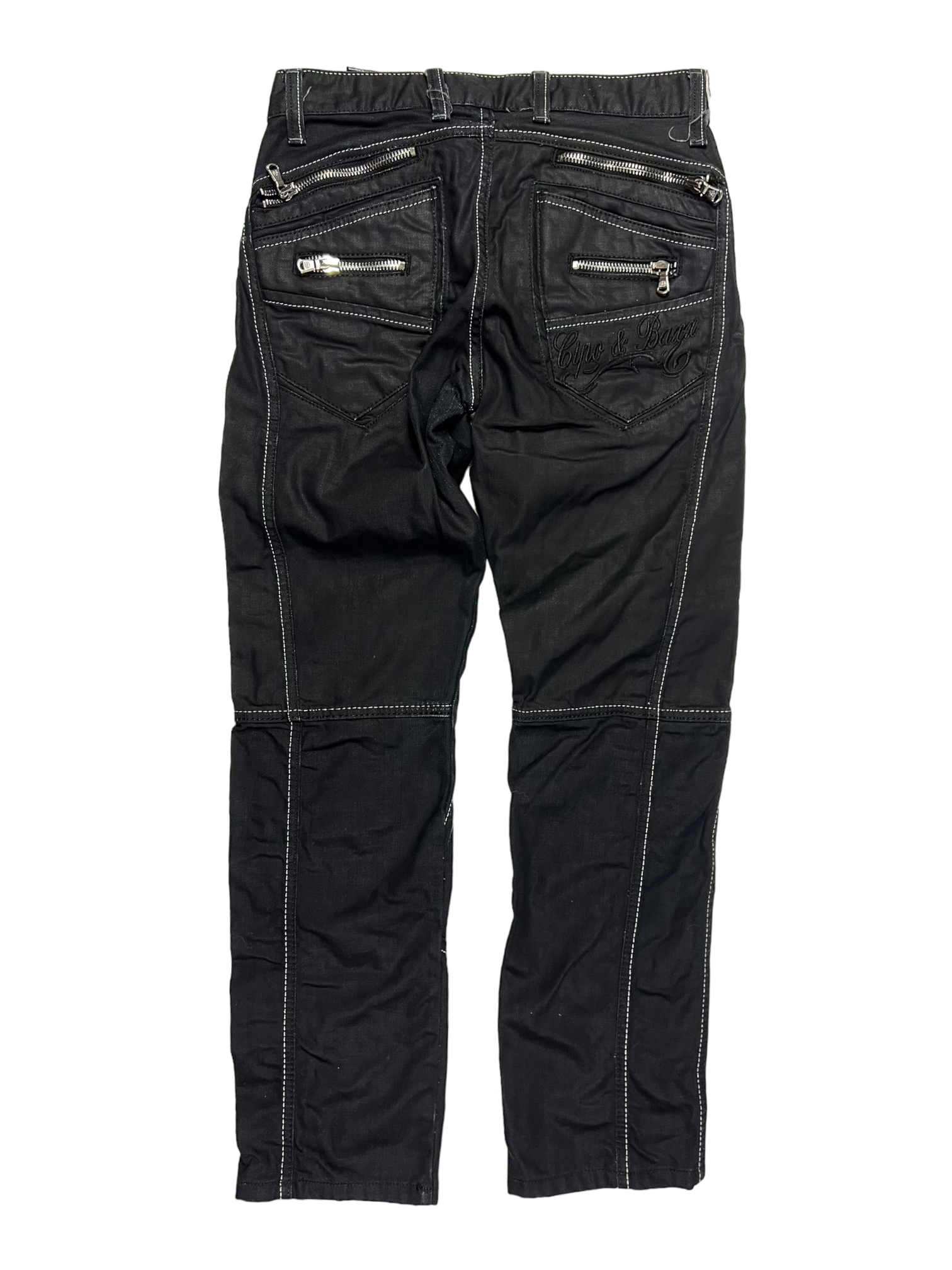 00's multi zipper straight leg jeans - M