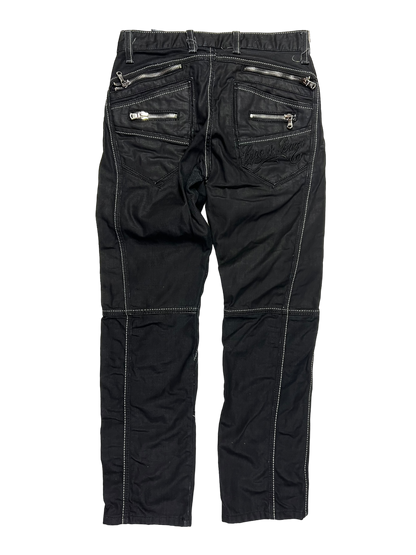 00's multi zipper straight leg jeans - M