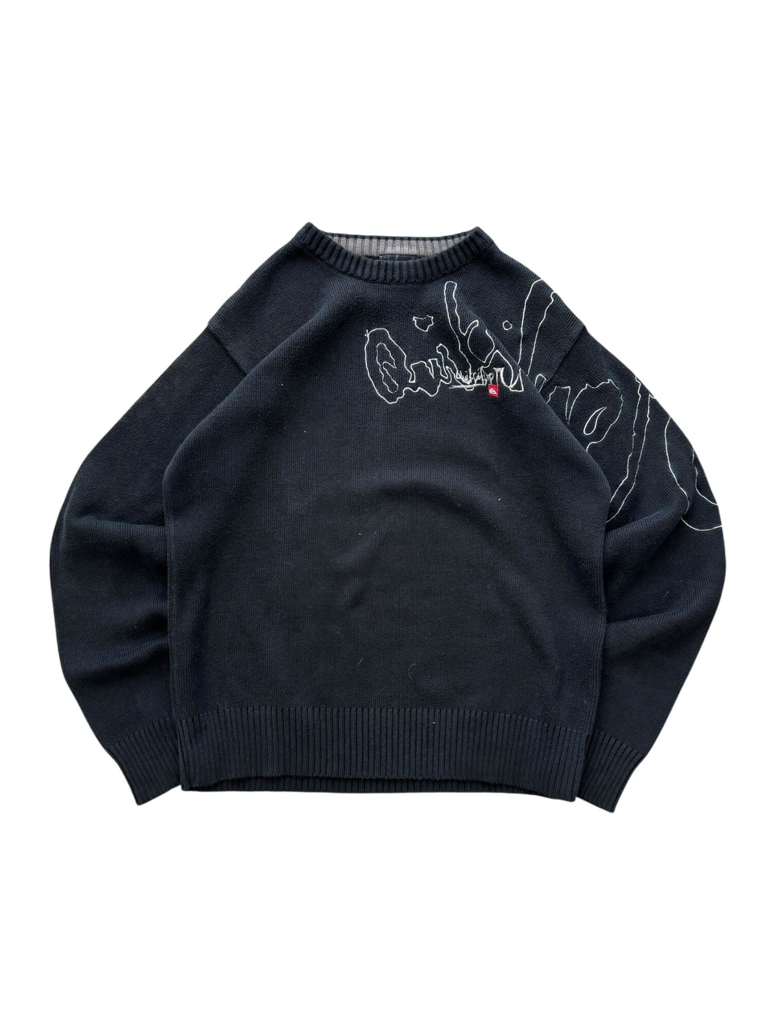 00'S QUICKSILVER SPELL OUT KNIT SWEATER