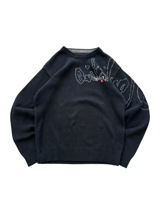 00'S QUICKSILVER SPELL OUT KNIT SWEATER
