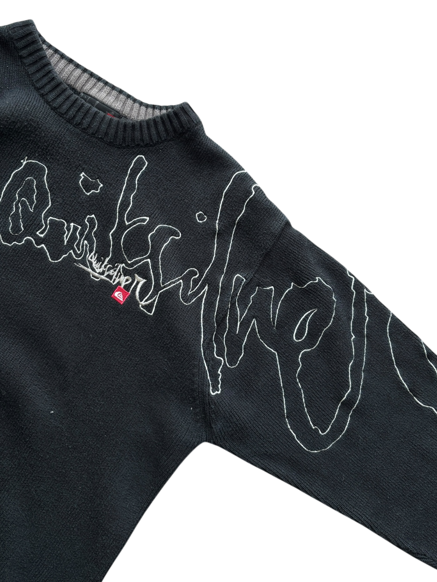 00'S QUICKSILVER SPELL OUT KNIT SWEATER