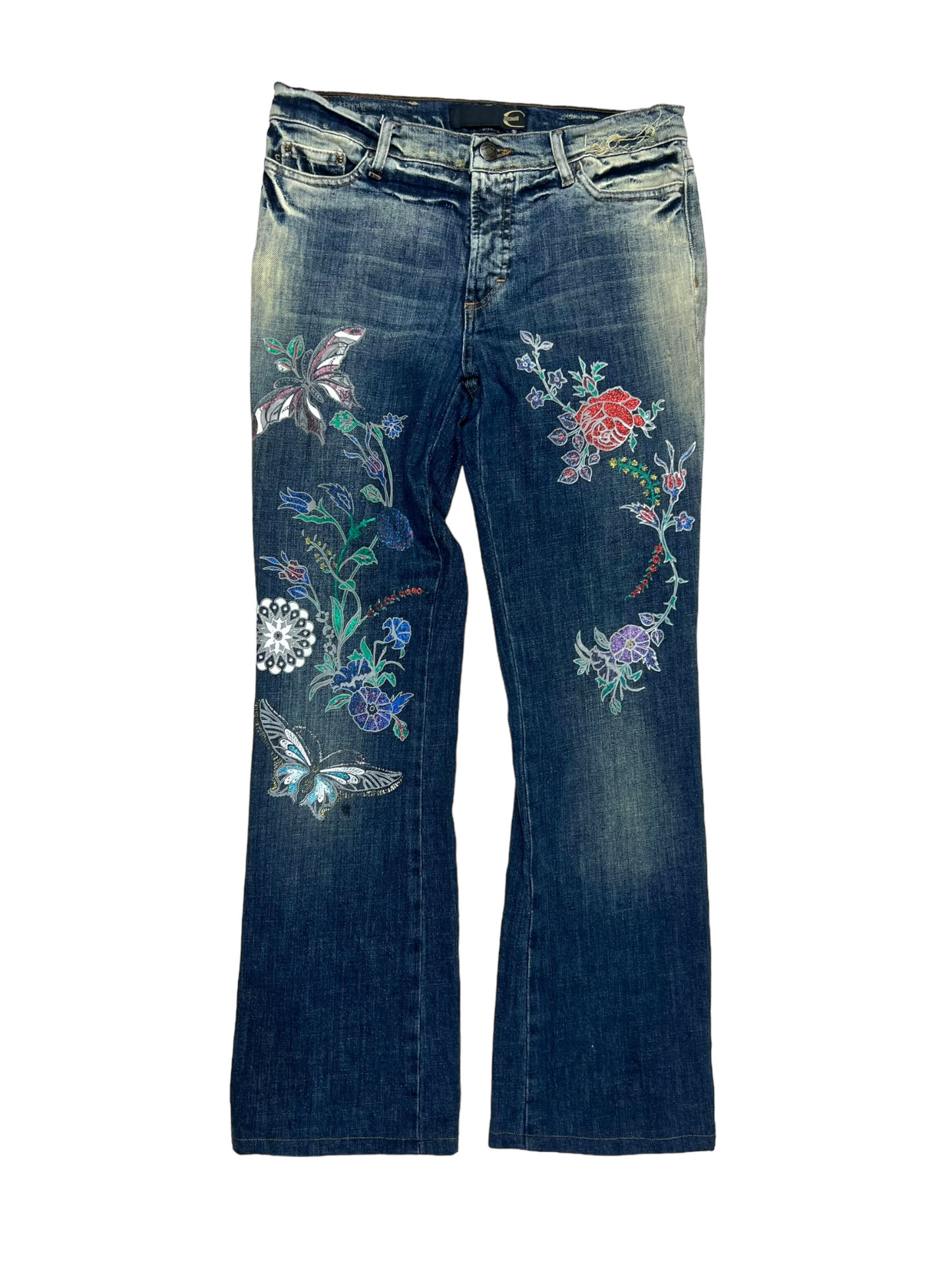 Just Cavalli floral embroidered bootcut jeans - S