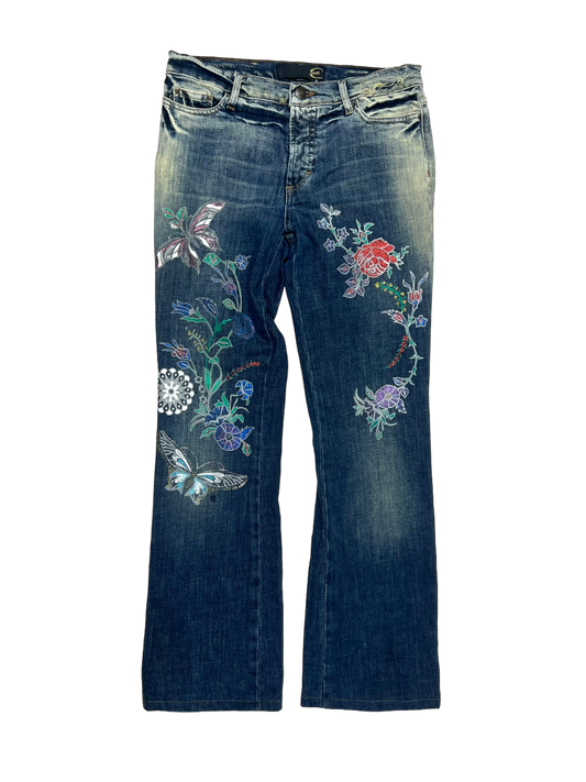 Just Cavalli floral embroidered bootcut jeans - S