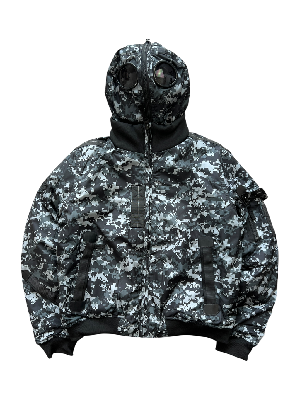 Vintage Goggle Hood Camo Bomber Jacket