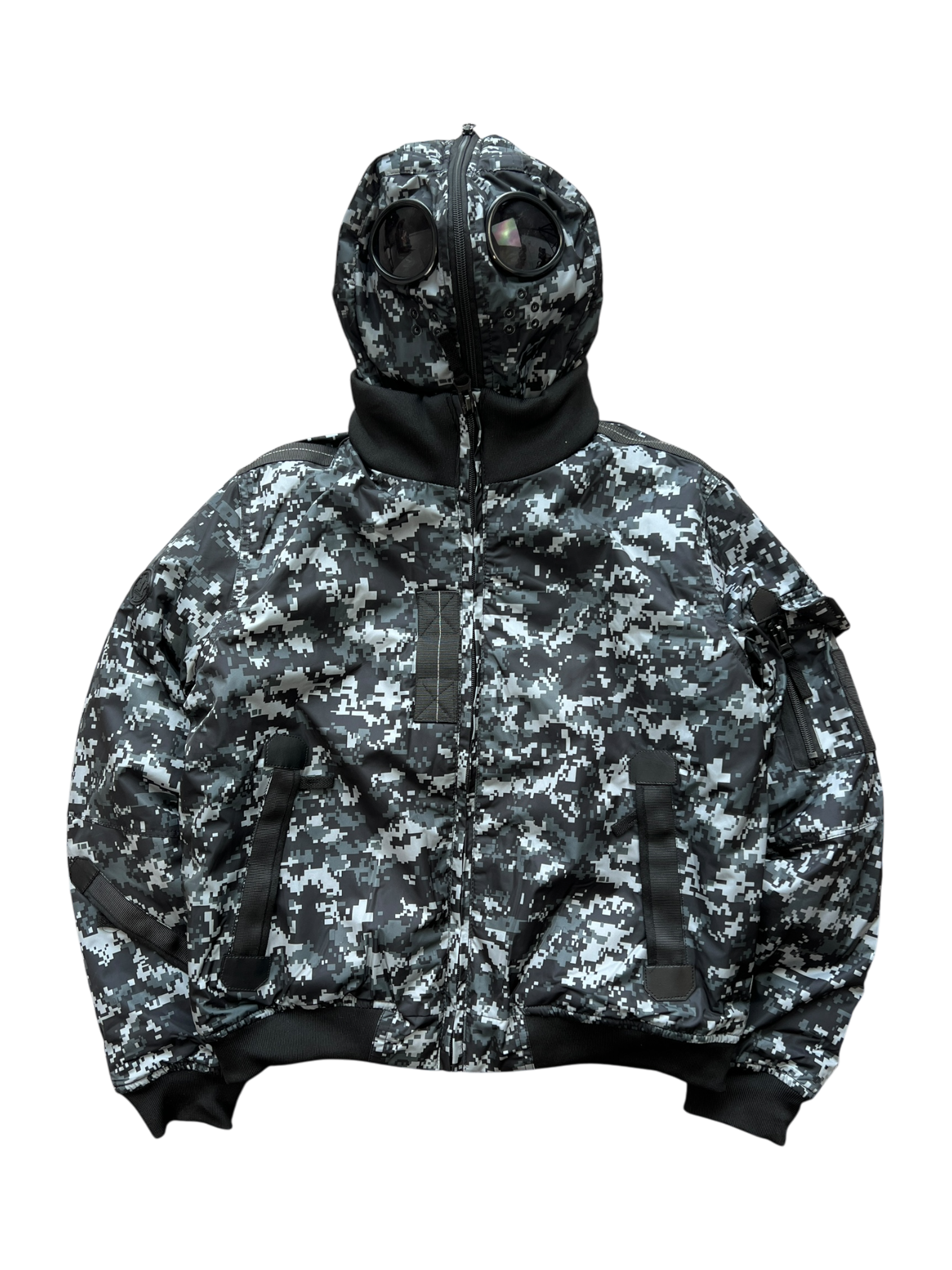 Vintage Goggle Hood Camo Bomber Jacket