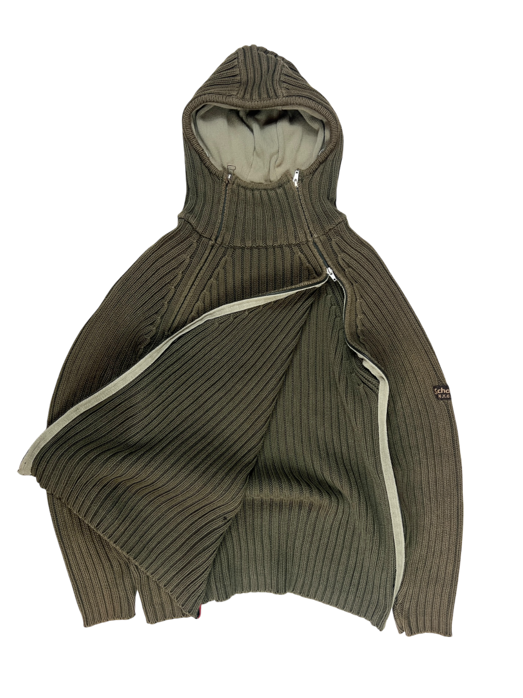 2000's Schott NYC Dual Zip Knitted Balaclava Hoodie - XL