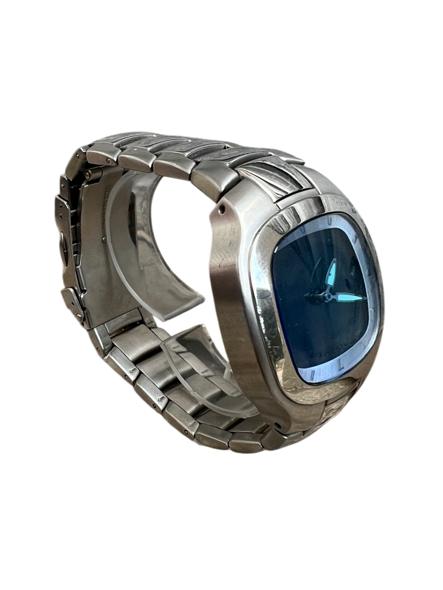 2000's Fossil Big Tic Square Blue Watch With Box