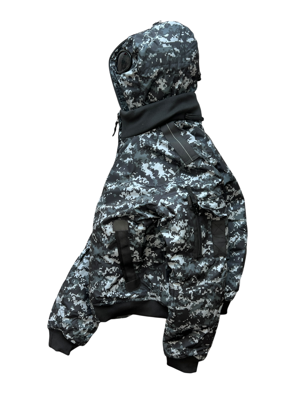 Vintage Goggle Hood Camo Bomber Jacket