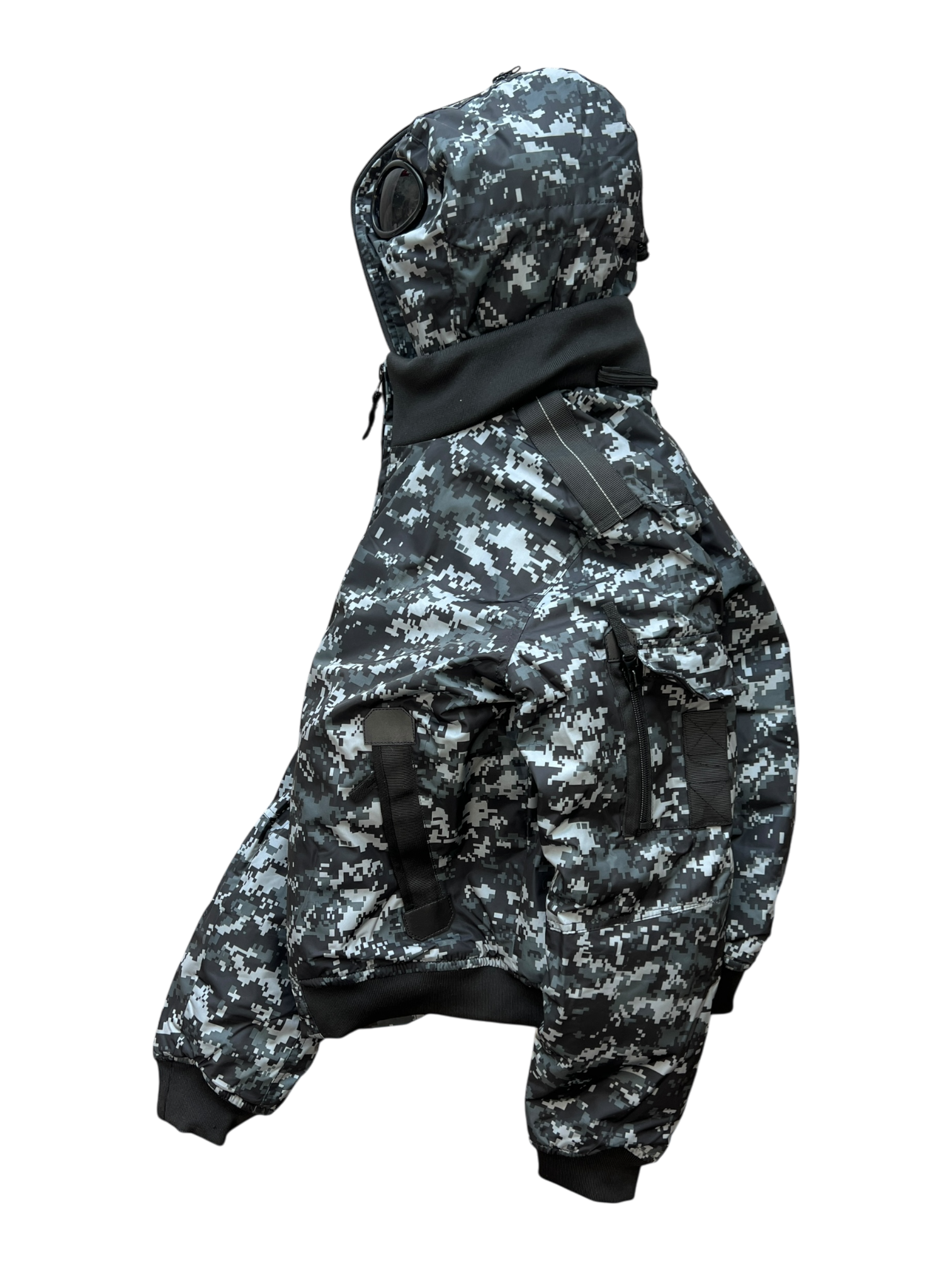 Vintage Goggle Hood Camo Bomber Jacket