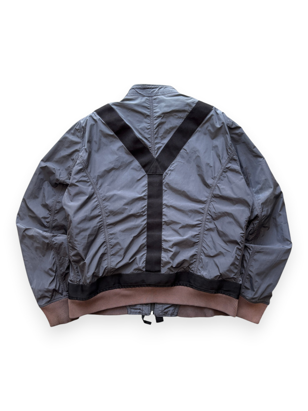 00's Diesel Nylon Bomber Jacket w/ Webbing Straps Grey - view 6