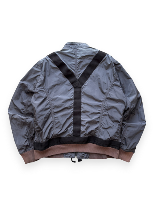 00's Diesel Nylon Bomber Jacket w/ Webbing Straps Grey - view 6