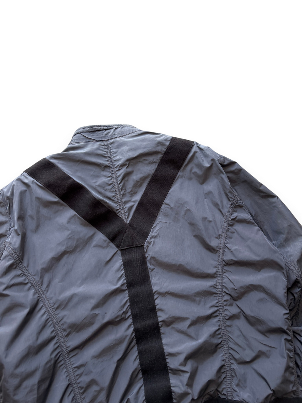 00's Diesel Nylon Bomber Jacket w/ Webbing Straps Grey - view 7