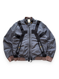 Diesel grey nylon bomber jacket with black webbing straps