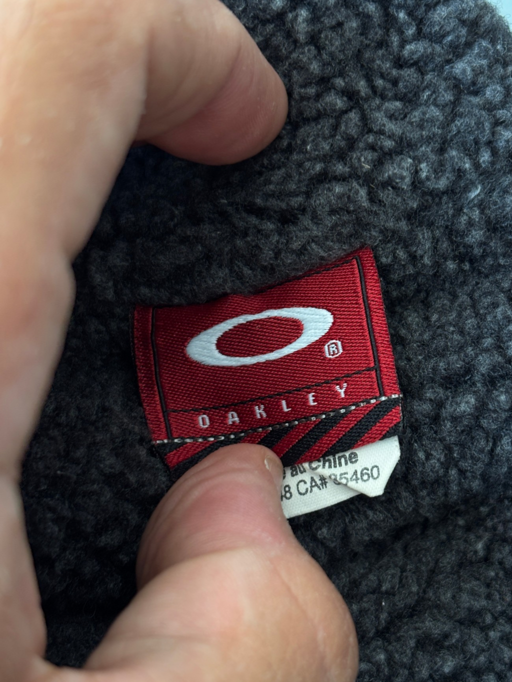 00's Oakley Skull Patch Sherpa Trapper Hat Charcoal - view 9