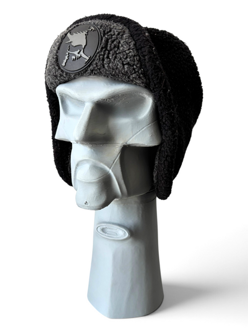 00's Oakley Skull Patch Sherpa Trapper Hat Charcoal - view 2