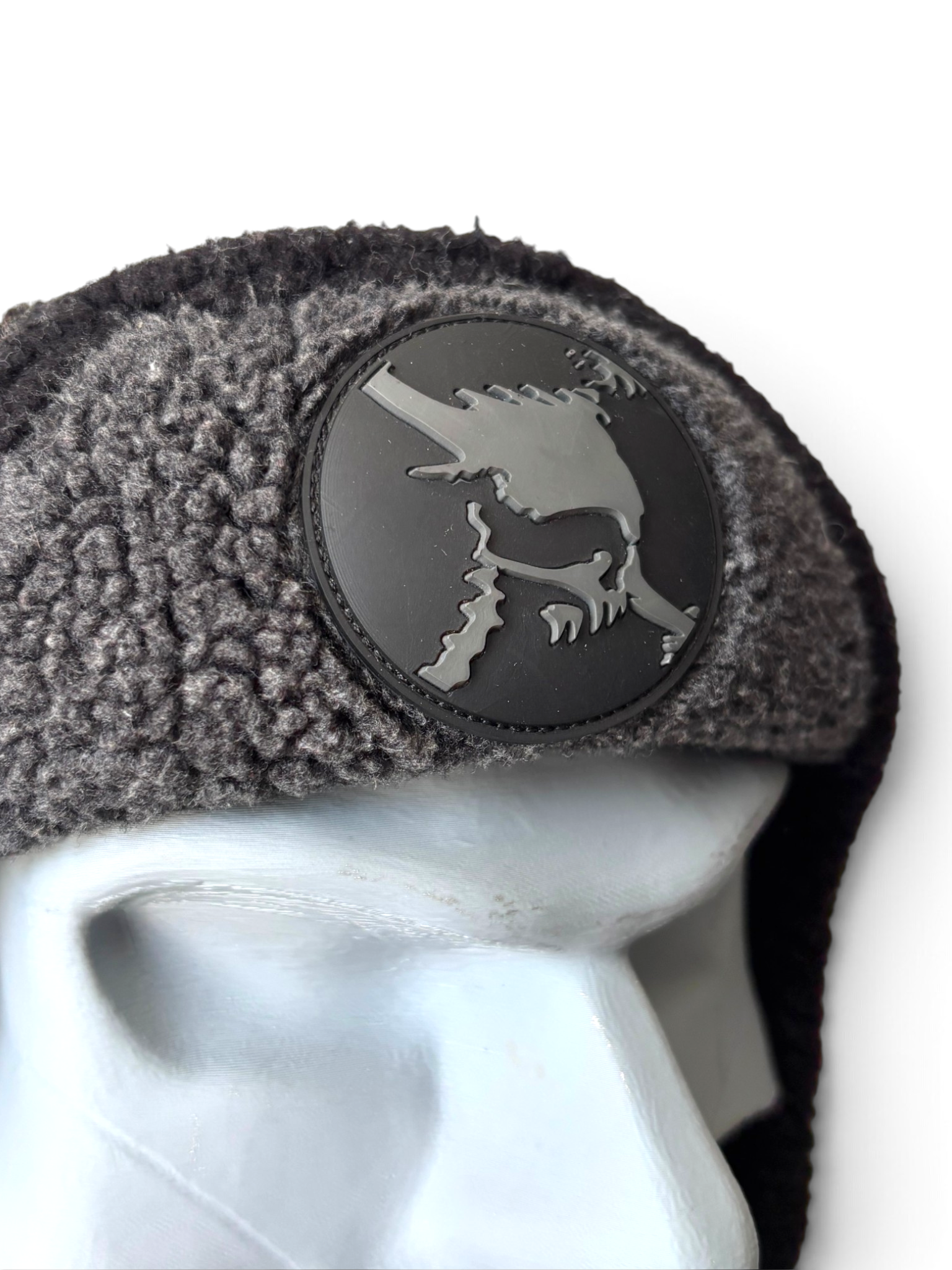 00's Oakley Skull Patch Sherpa Trapper Hat Charcoal - view 4